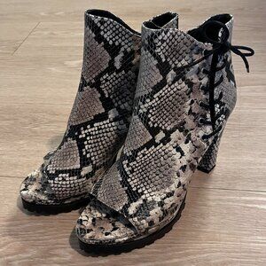 ALLSAINTS Micaela Lace-Up Boots Size 7 US Size 37 European Open Toe Snake Skin
